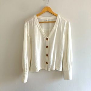 BP. | White Button Down Blouse with Brown Buttons
